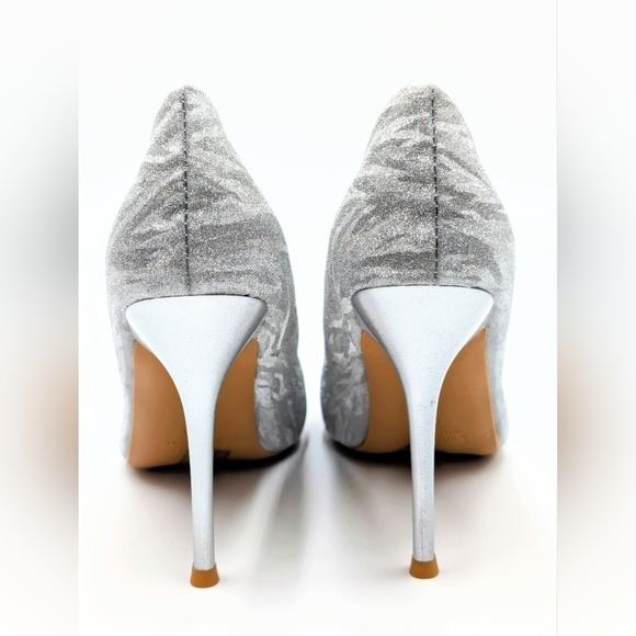 Nanbein Zou Silver Microfiber Leather Stiletto Elegant Heels Women US 9 EU 42 - Picture 6 of 14